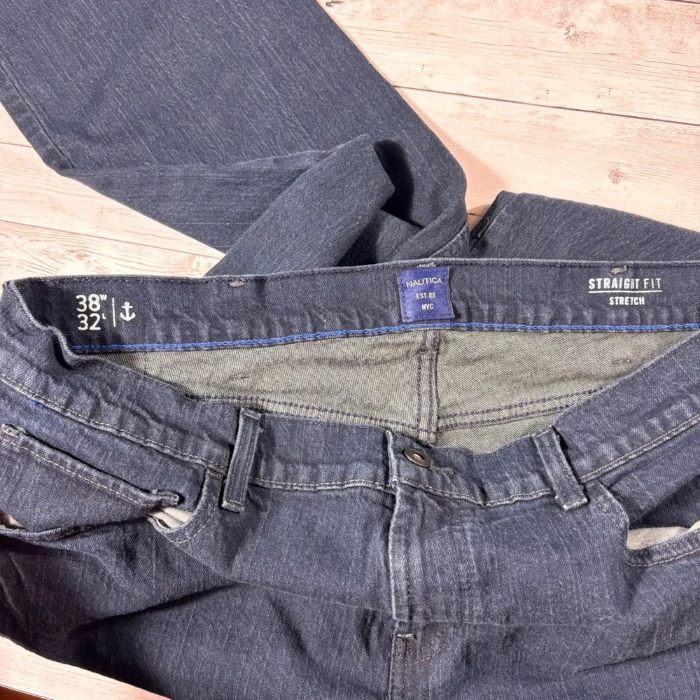 Nautica Mens Straight Fit Stretch Jeans Dark Wash Indigo Denim 38x32 RP8304